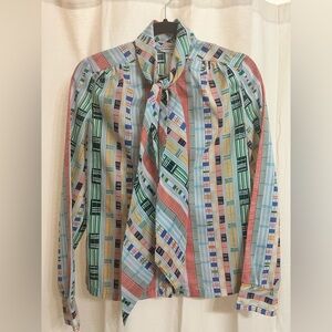 Vintage, 1970’s, women’s, Jo Matthews, button down blouse with tie, size 13/14